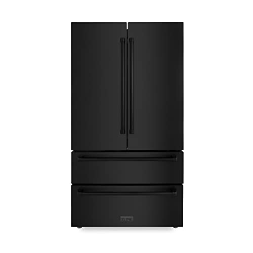 Z Line Kitchen and Bath RFM-36-BS|LA 36 in. 22.5 cu. ft Freestanding French Door Refrigerator with Ice Maker in Fingerprint Resistant Black Stainless Steel RFM-36-BS