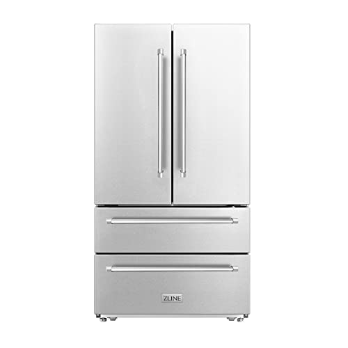 Z Line Kitchen and Bath RFM-36|LA 36" 22.5 cu. ft Freestanding French Door Refrigerator with Ice Maker in Fingerprint Resistant Stainless Steel RFM-36