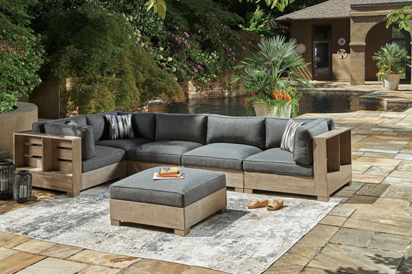 ASHLEY FURNITURE PKG014910 5-piece Outdoor Sectional With Ottoman