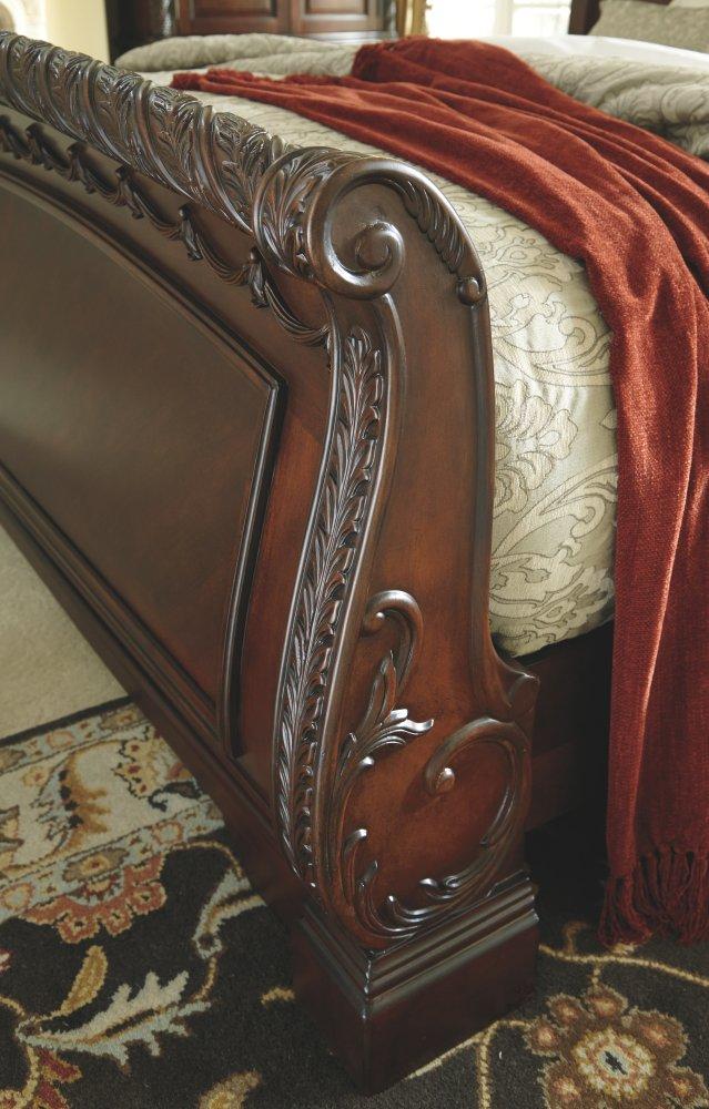 ASHLEY FURNITURE PKG005773 Queen Sleigh Bed With Mirrored Dresser, Chest and 2 Nightstands