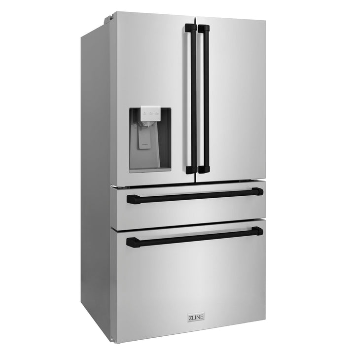 ZLINE KITCHEN AND BATH RFMZW36CB ZLINE 36" Autograph Edition 21.6 cu. ft Freestanding French Door Refrigerator with Water and Ice Dispenser in Fingerprint Resistant Stainless Steel with Accents Color: Champagne Bronze