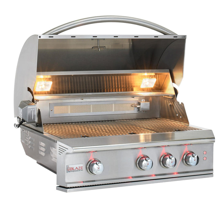BLAZE GRILLS BLZ3PRONG Blaze Professional LUX 34-Inch 3 Burner Built-In Gas Grill With Rear Infrared Burner, With Fuel Type - Natural Gas