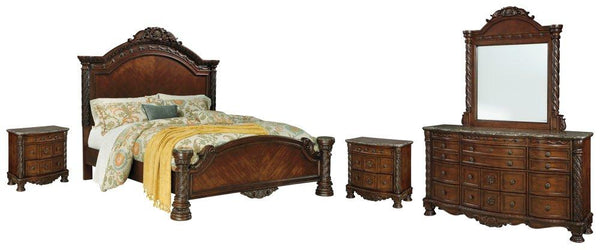 ASHLEY FURNITURE PKG005764 California King Panel Bed With Mirrored Dresser and 2 Nightstands