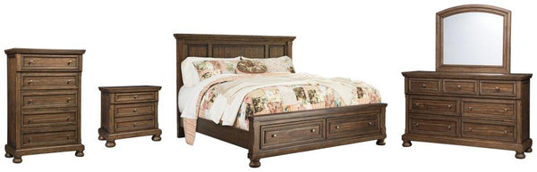 ASHLEY FURNITURE PKG006406 Queen Panel Bed With 2 Storage Drawers With Mirrored Dresser, Chest and Nightstand