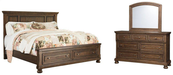 ASHLEY FURNITURE PKG006403 Queen Panel Bed With 2 Storage Drawers With Mirrored Dresser
