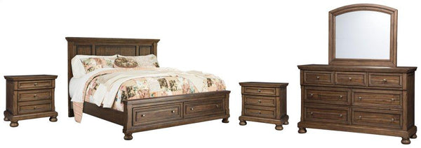 ASHLEY FURNITURE PKG006404 Queen Panel Bed With 2 Storage Drawers With Mirrored Dresser and 2 Nightstands