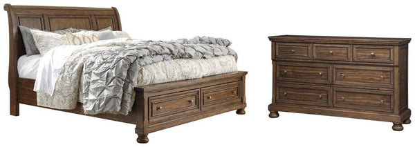 ASHLEY FURNITURE PKG006381 California King Sleigh Bed With 2 Storage Drawers With Dresser
