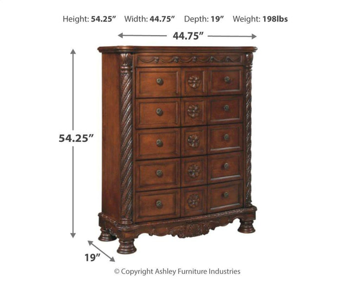 ASHLEY FURNITURE PKG005754 King Panel Bed With Mirrored Dresser, Chest and Nightstand
