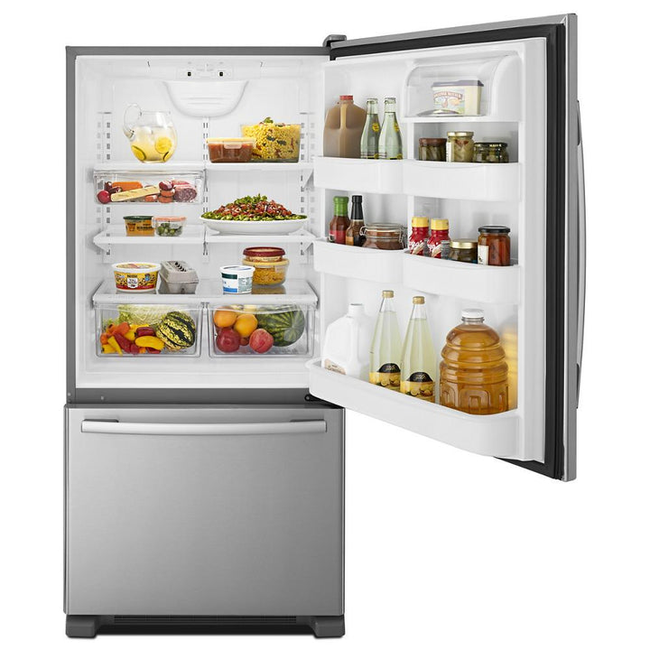 AMANA ABB2224BRM 33-inch Wide Bottom-Freezer Refrigerator with EasyFreezer TM Pull-Out Drawer - 22 cu. ft. Capacity