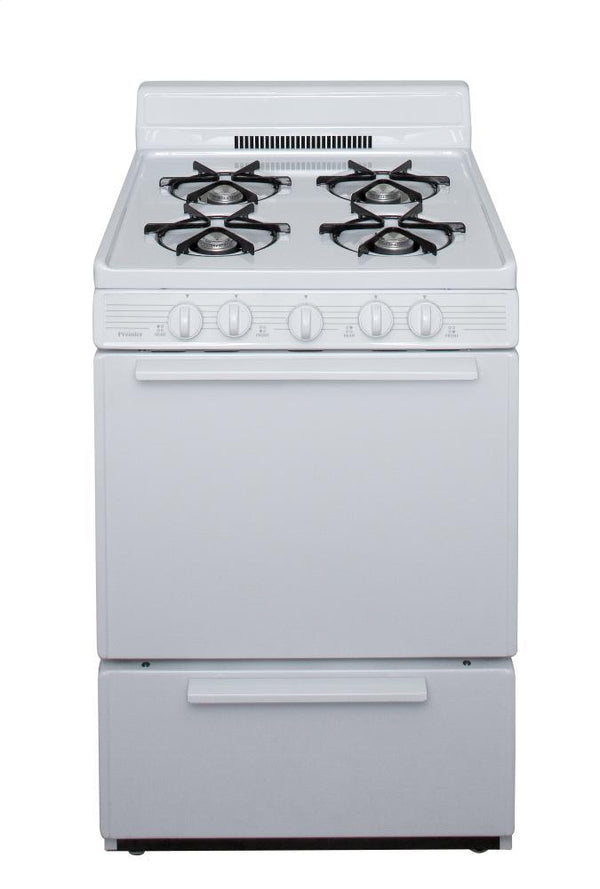 PREMIER BCK100OP 24 in. Freestanding Battery-Generated Spark Ignition Gas Range in White