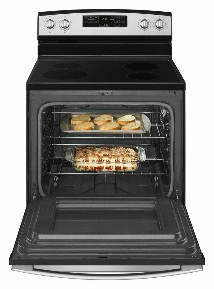 AMANA AER6603SFS 30-inch Amana R Electric Range with Extra-Large Oven Window - Black-on-Stainless