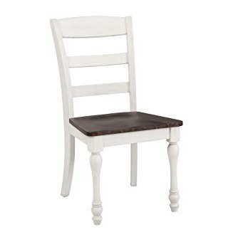 Coaster Furniture 110382 Madelyn Ladder Back Dark Cocoa and Coastal White Set of 2 Side Chair