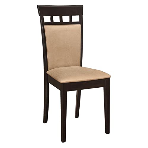 Coaster Furniture 100773 Gabriel Upholstered Back Panel Side Chairs Cappuccino and Beige Set of 2