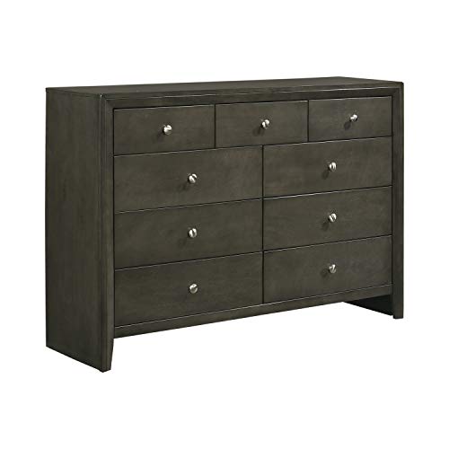 Coaster Furniture 215843 Serenity 9-Drawer Mod Grey Dresser, 55" D x 16.5" W x 38.25" H