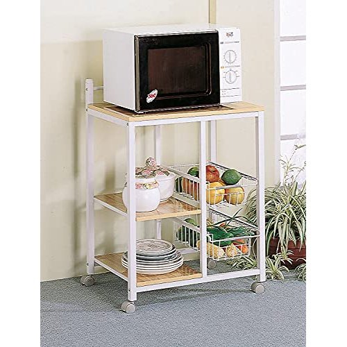 Coaster Furniture 2506 3-shelf Kitchen Cart with 2 Storage Compartments Natural Brown and White