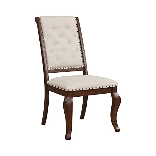 Coaster Furniture 110312 Cove Dining Chairs with Button Tufting and Nailhead Trim Antique Java and Cream Set of 2