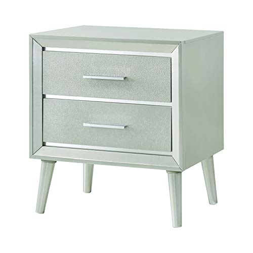 Coaster Furniture 222702 Ramon 2-Drawer Metallic Sterling Nightstand, Silver