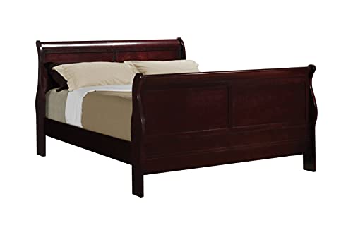 Coaster Furniture 203971Q Louis Philippe Queen Panel Bed Red Brown Sleigh