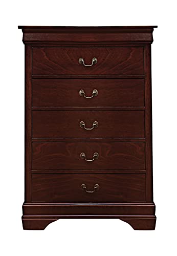 Coaster Furniture 203975 Louis Philippe 5-Drawer Chest Red Brown