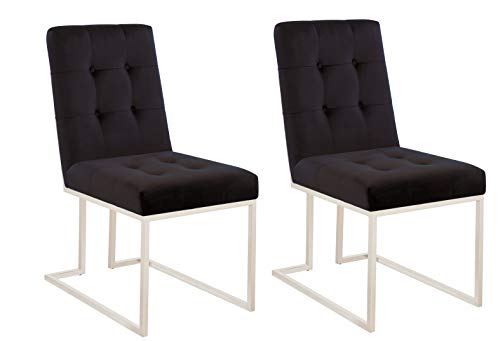 Coaster Furniture 192494 Mischa Upholstered Dining Chairs, Set of 2, Blue/Chrome