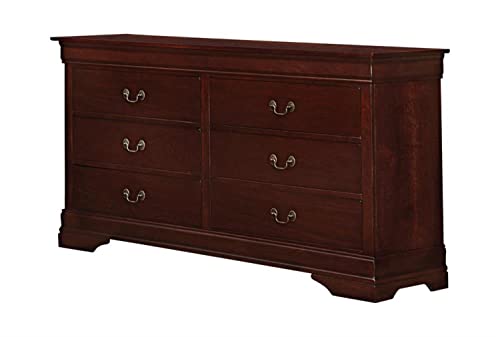 Coaster Furniture 203973 Louis Philippe 6-Drawer Dresser Red Brown