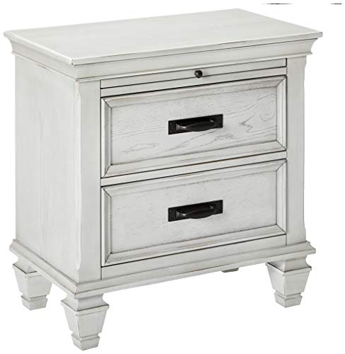 Coaster Furniture 205332 Nightstand, 28"D x 15.5"W x 28"H, Antique White