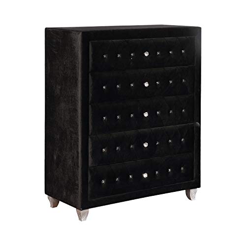 Coaster Furniture 206105 Deanna 5-Drawer Rectangular Black Chest, 48.75" H x 40.25" W x 20" D