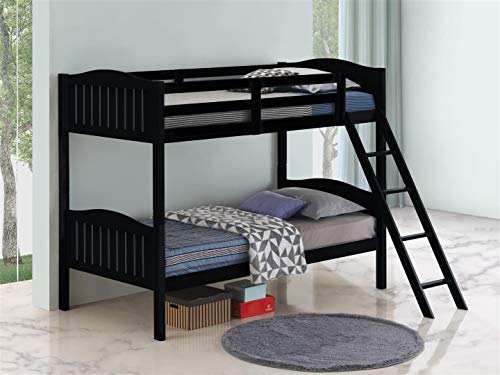 Coaster Furniture 405053BLK Pauline Solid Wood Twin Over Twin Bunk Bed, Black