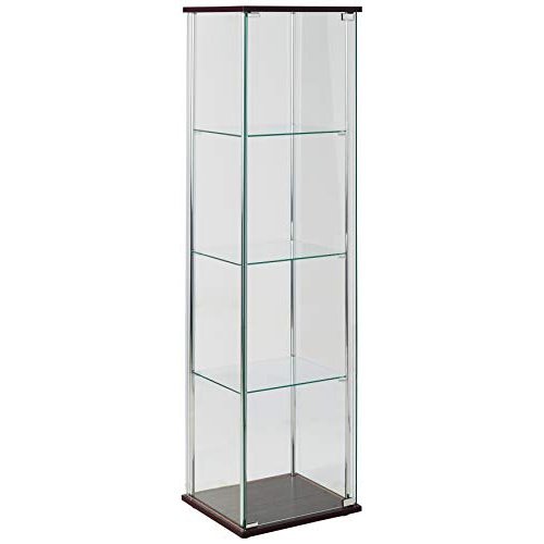 Coaster Furniture 950172 4-Shelf Glass Curio Cabinet Cappuccino and Clear