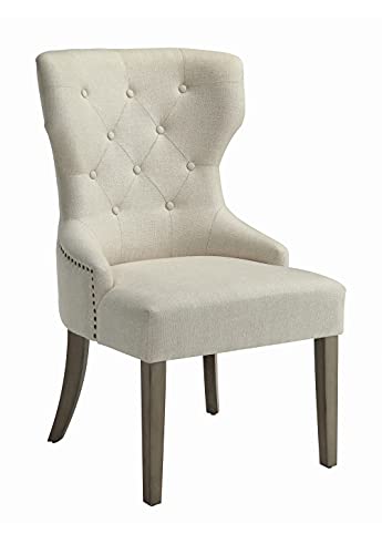 Coaster Furniture 104507 Florence Upholstered Dining Chair with Tufted Back Beige and Brown