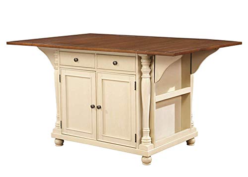 Coaster Furniture 102271 Slater 2-drawer 2-door Kitchen Island with Drop Leaves Brown and Buttermilk