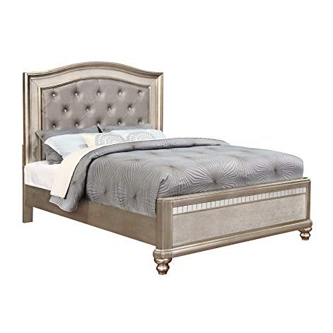 Coaster Furniture 204181KW Upholstered Bed, Metallic Platinum