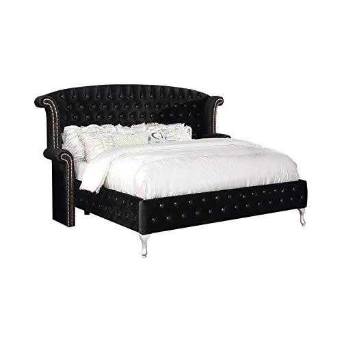 Coaster Furniture 206101KW Deanna California King Tufted Upholstered Bed Black Platform, 66" H x 91.75" W x 102.75" L