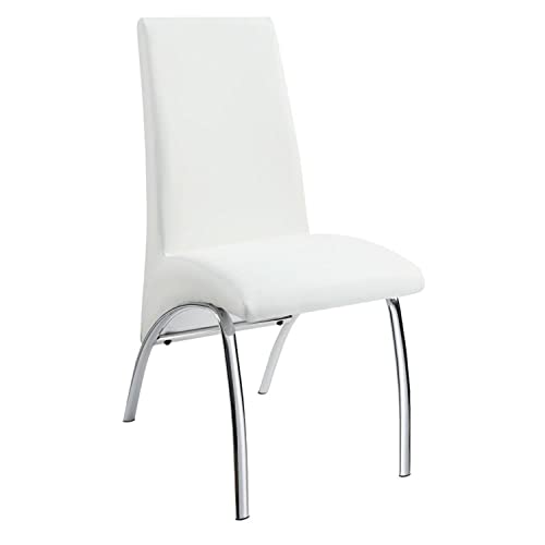 Coaster Furniture 121572 Ophelia Dining Chairs White and Chrome Set of 2