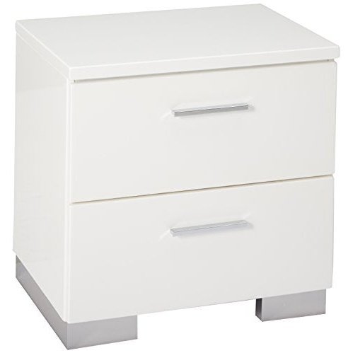 Coaster Furniture 203502 Felicity 2-drawer Nightstand Glossy White, 15.25"D x 23.25"W x 22.75"H CO-203502