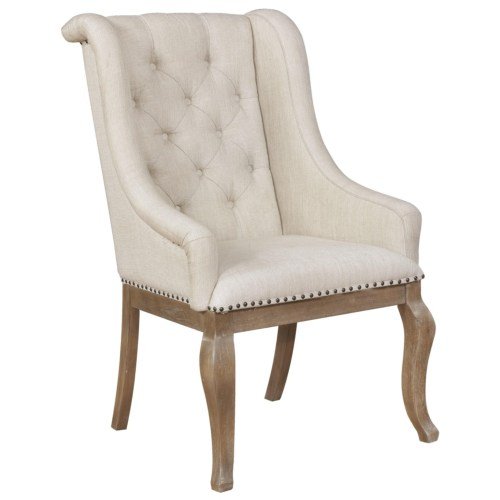 Coaster Furniture 110293 Cove Arm Chairs with Button Tufting and Nailhead Trim Cream and Barley Brown Set of 2