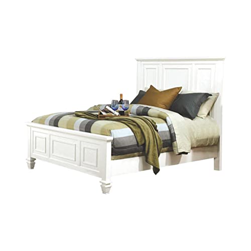 Coaster Furniture 201301Q Sandy Beach Queen Bed with High Headboard White Panel