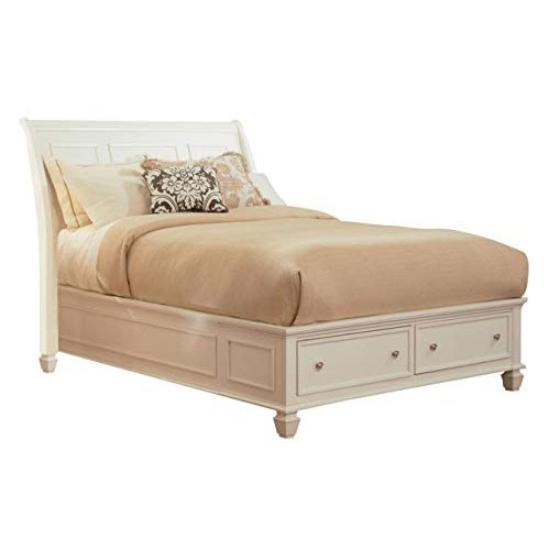 Coaster Furniture 201309Q Sandy Beach Queen Sleigh Bed with Footboard Storage White