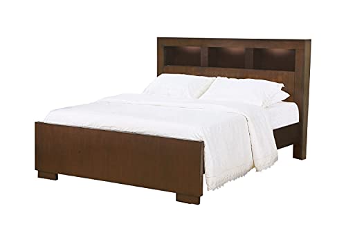 Coaster Furniture 200719KE Jessica Eastern King Bed with Storage Headboard and Built in Lighting Cappuccino