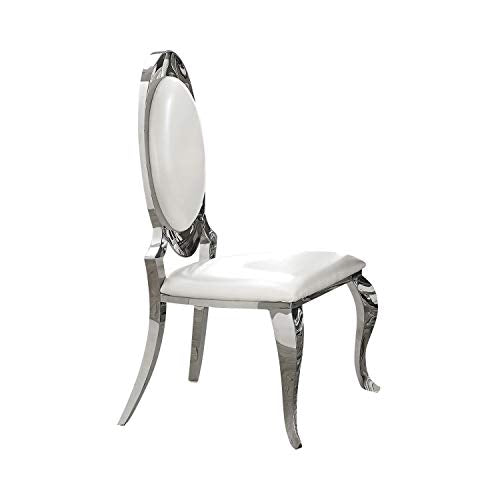 Coaster Furniture 107872N Antoine Oval Back Cream and Chrome Set of 2 Side Chair