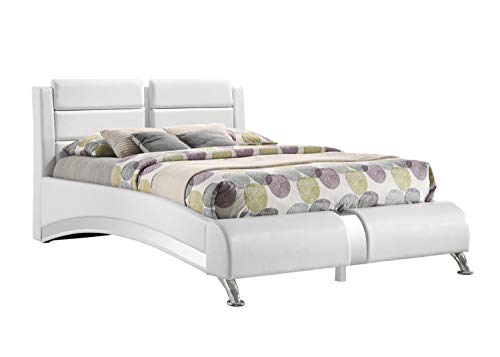 Coaster Furniture 300345F Jeremaine Full Upholstered Bed Glossy White Platform