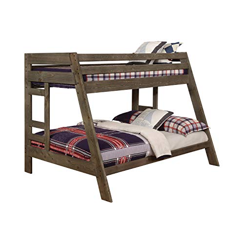 Coaster Furniture 400830 Home Furnishings Wrangle Hill Built-in Ladder Gun Smoke TWIN/FULL BUNK BED