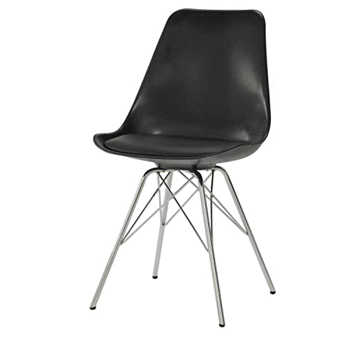 Coaster Furniture 102682 Armless Black and Chrome Set of 2 Dining Chair, 18.75" W x 21.75" D x 33.5" H