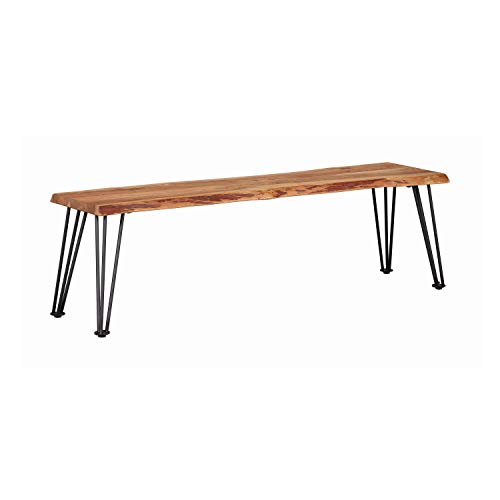 Coaster Furniture 190913 Sherman Natural Acacia and Matte Black Bench, 18" H x 60" W x 15" D, Brown