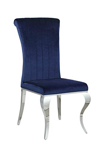 Coaster Furniture 105077 Carone Upholstered Set of 4 Ink Blue and Chrome Side Chair