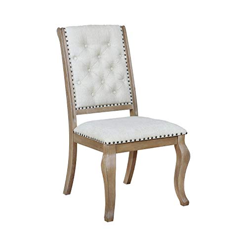 Coaster Furniture 110292 Glen Cove Dining Chairs with Button Tufting and Nailhead Trim Cream and Barley Brown Set of 2