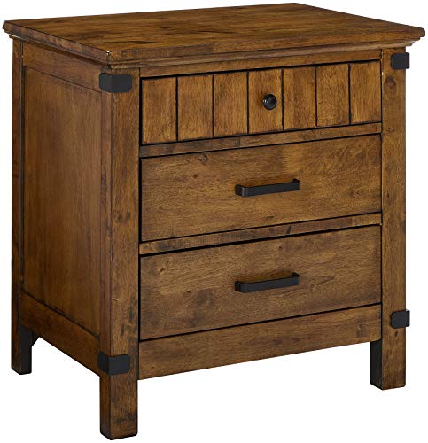 Coaster Furniture 205262 Brenner 3 Drawer Nightstand, Natural Honey