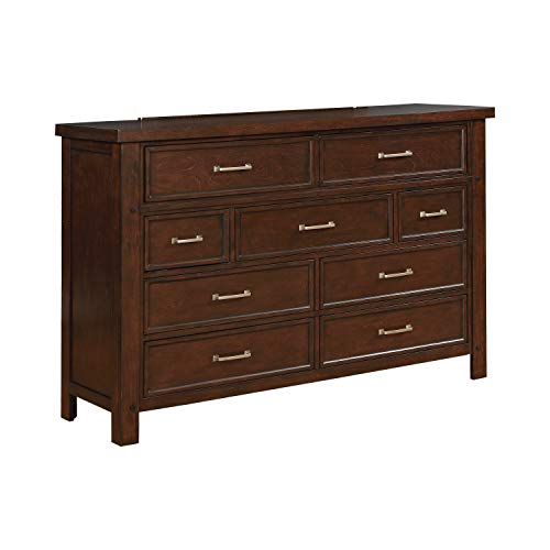 Coaster Furniture 206433 Barstow 9-Drawer Rectangular Pinot Noir Dresser, 64" D x 19" W x 42.25" H, Brown