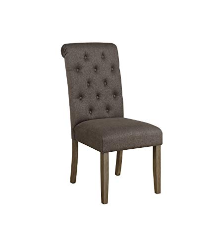 Coaster Furniture 193172 Calandra Tufted Back Set of 2 Side Chair, Grey and Rustic Brown