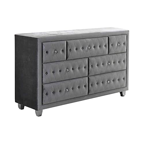 Coaster Furniture 205103 Dresser with Button-Tufting, Gray